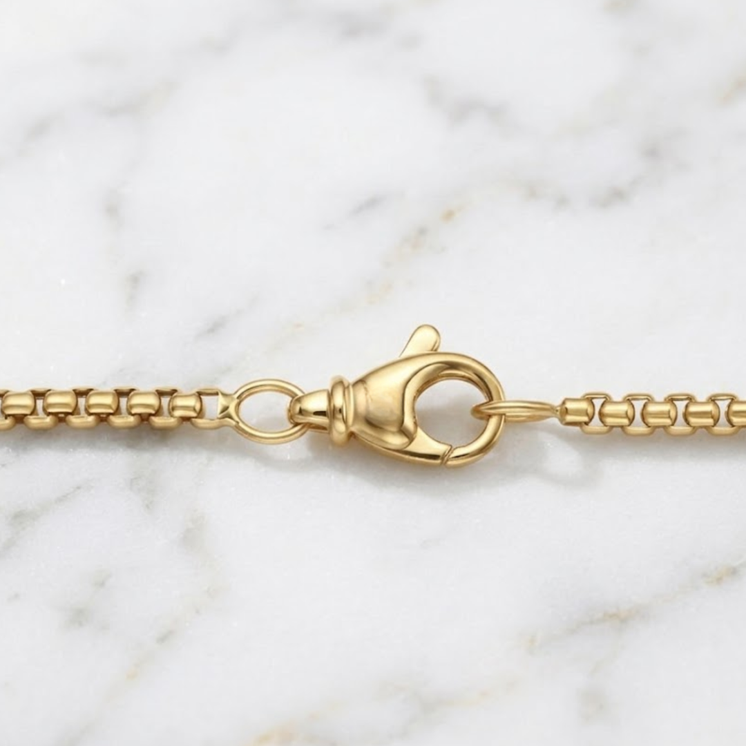 Solid 14K Gold Box Chain Necklace, GOLD Box Chain, 2.5mm, Strong Ladies and Men's 14K Gold Box Chain, TRENDING