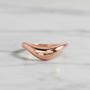 Curved Solid Gold Wedding Band, Minimalist Dainty Stacking Ring, Simple Matching Band for Women, Solid Gold Curved Ring