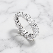 4 Carat Oval & Emerald Cut Mixed Diamond Eternity Band 14K Solid Gold