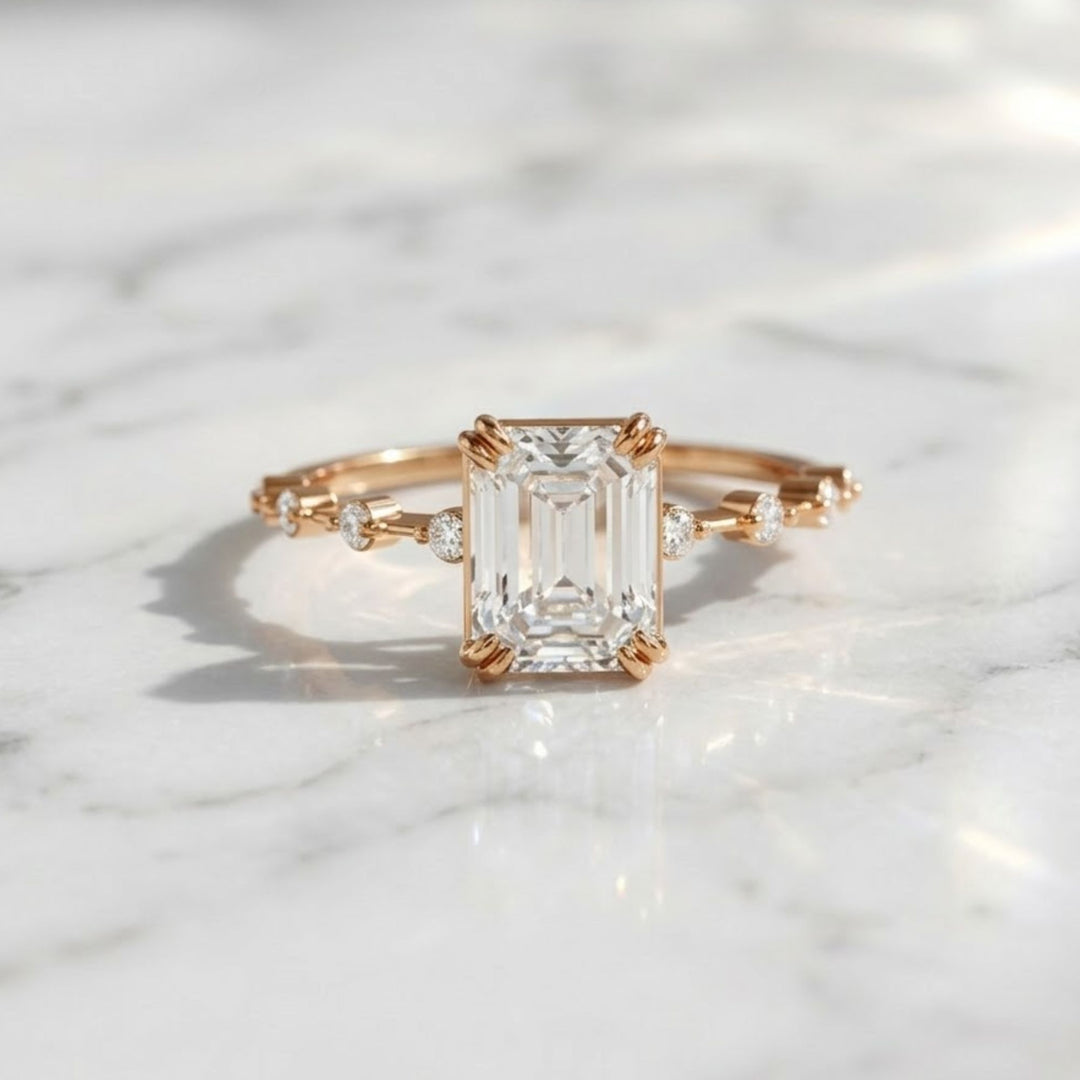 Lab Grown Diamond Emerald Cut Solitaire Ring 2.00ct F+ VS+ Gold Engagement Promise Anniversary Gift, Sustainable Luxury Diamond Ring
