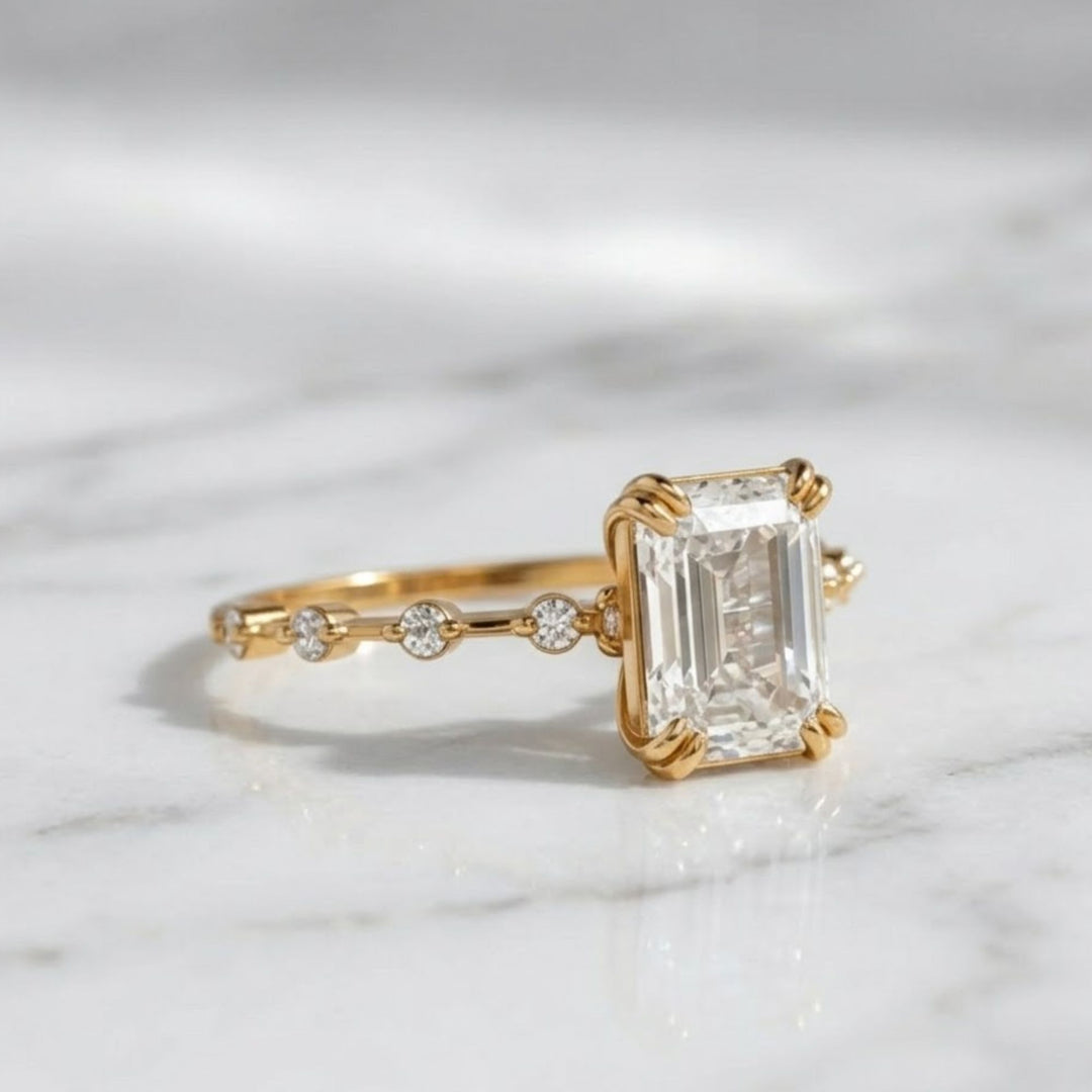 Lab Grown Diamond Emerald Cut Solitaire Ring 2.00ct F+ VS+ Gold Engagement Promise Anniversary Gift, Sustainable Luxury Diamond Ring