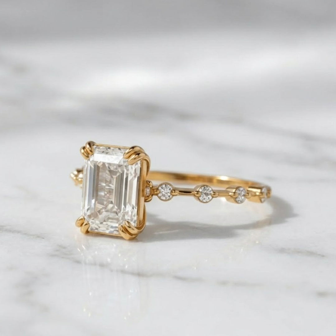 Lab Grown Diamond Emerald Cut Solitaire Ring 2.00ct F+ VS+ Gold Engagement Promise Anniversary Gift, Sustainable Luxury Diamond Ring