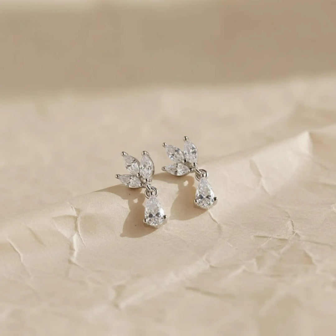 14K Solid Gold Diamond Dangle Earrings, Marquise Lab Grown Diamonds, Minimalist Teardrop Studs, Gift for Her, Bridal or Everyday Jewelry Jwalin Jewels