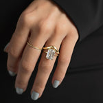 Load image into Gallery viewer, Curved Solid Gold Wedding Band, Minimalist Dainty Stacking Ring, Simple Matching Band for Women, Solid Gold Curved Ring