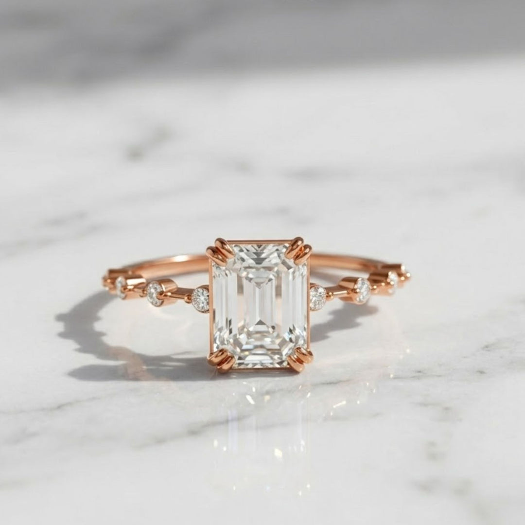 Lab Grown Diamond Emerald Cut Solitaire Ring 2.00ct F+ VS+ Gold Engagement Promise Anniversary Gift, Sustainable Luxury Diamond Ring
