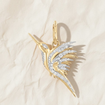 Load image into Gallery viewer, 14k Gold Hummingbird Necklace, Diamond Pave Bird Pendant, Dainty Nature-Inspired Fine Jewelry Gift for Her