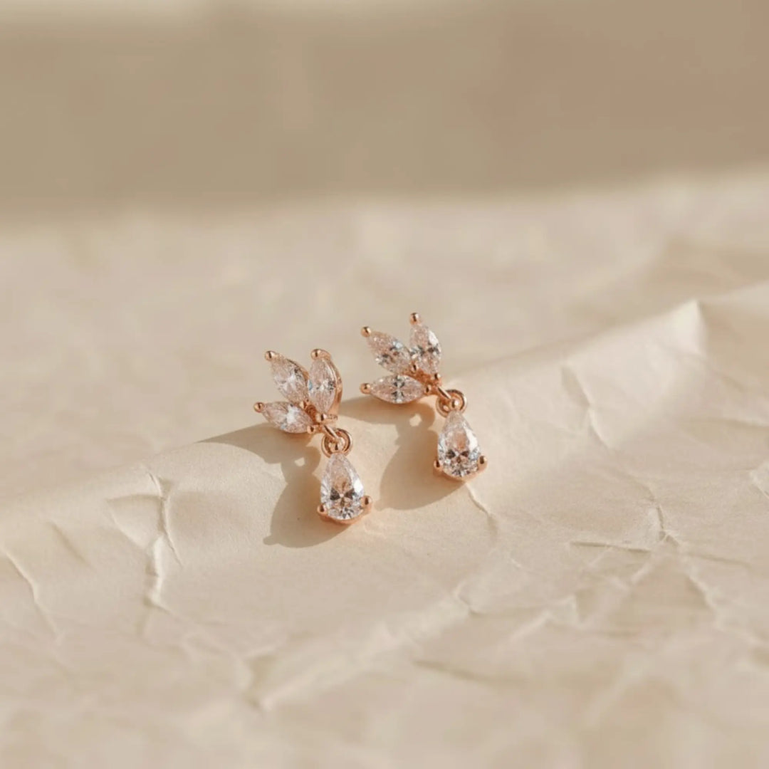 14K Solid Gold Diamond Dangle Earrings, Marquise Lab Grown Diamonds, Minimalist Teardrop Studs, Gift for Her, Bridal or Everyday Jewelry Jwalin Jewels