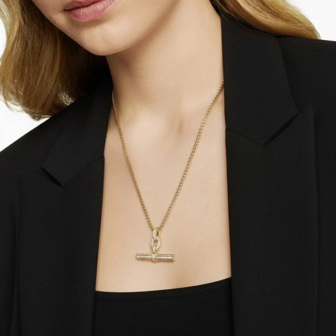 Diamond Pendant Necklace, 14K Solid Gold, Pave Set, Personal Style Jewelry, Statement Amulet, Gift for Her, Contemporary Gold Link Pendant Jwalin Jewels