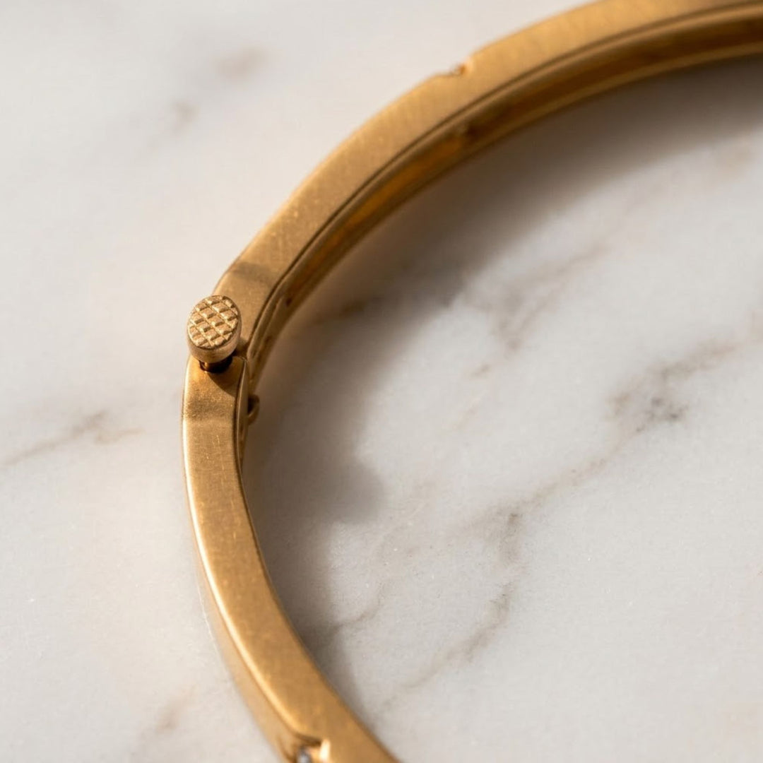 Handmade 14K Gold Lab Grown Diamond Bangle Bracelet
