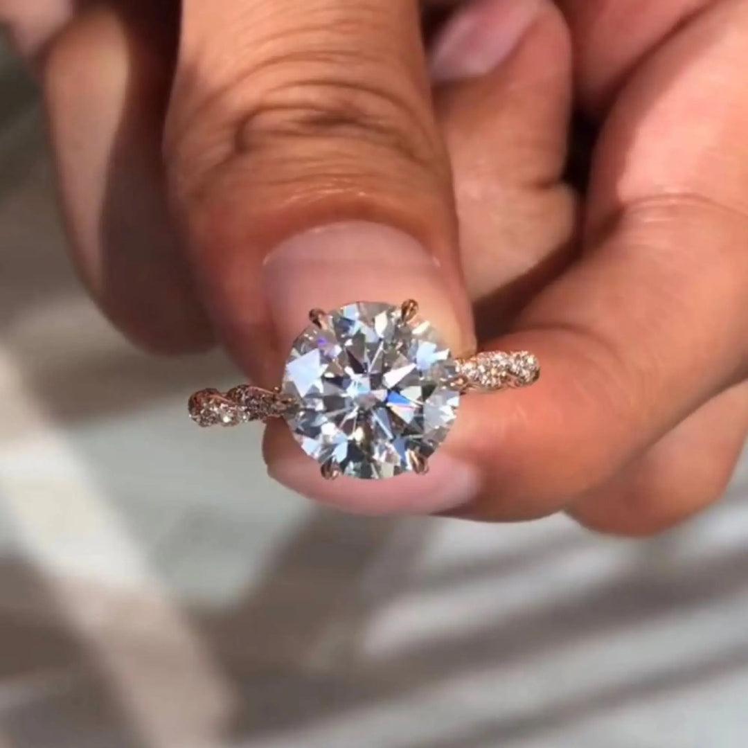 Hidden Halo Ring in 14K Gold with 2 Carat Lab-Grown Diamond Solitaire and Side Stones, Engagement, Bridal Jewelry, Custom Gift for Wife Jwalin Jewels