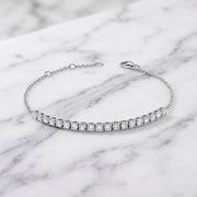 18K Solid Gold Natural Round Cut Diamond Half Tennis Bracelet