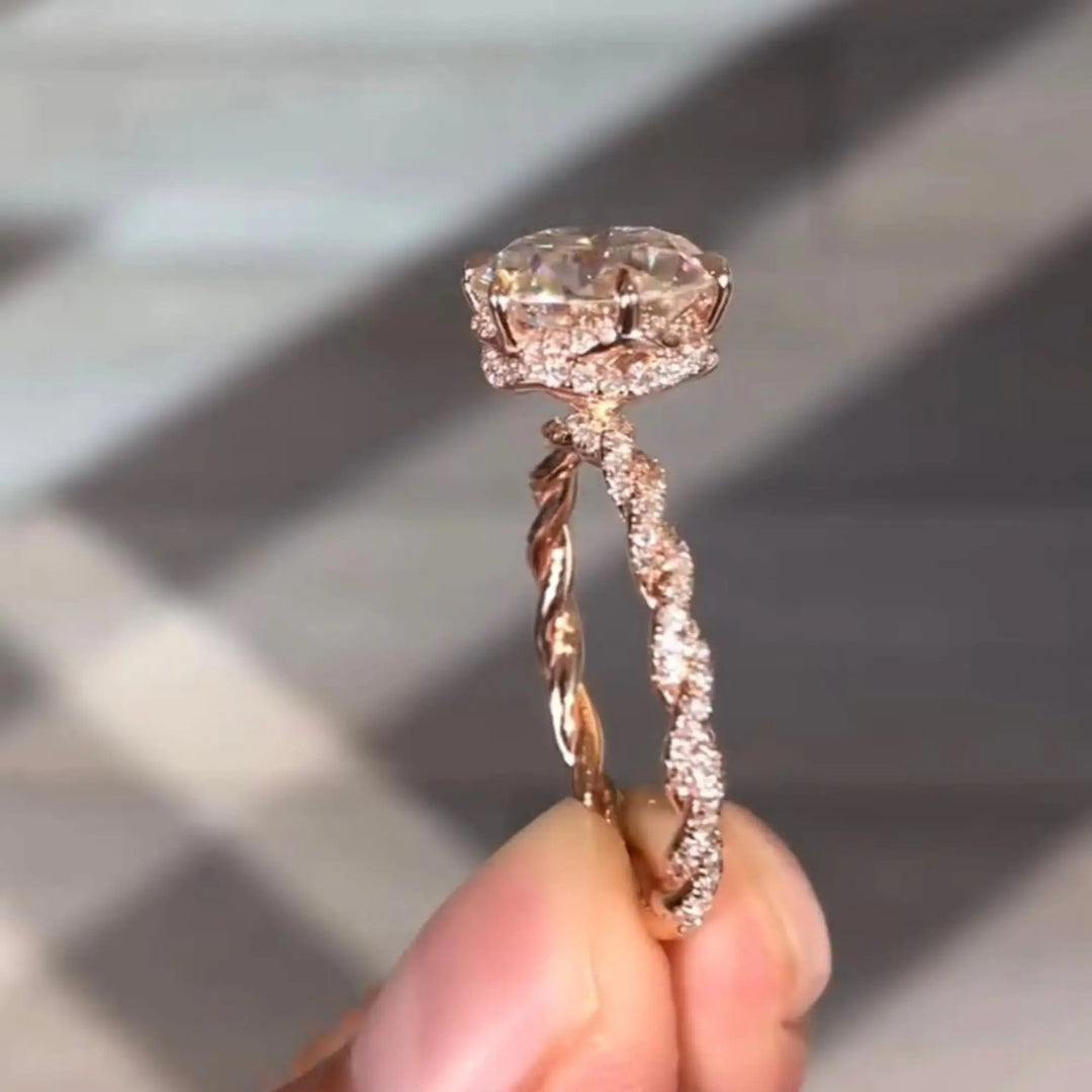 Hidden Halo Ring in 14K Gold with 2 Carat Lab-Grown Diamond Solitaire and Side Stones, Engagement, Bridal Jewelry, Custom Gift for Wife Jwalin Jewels