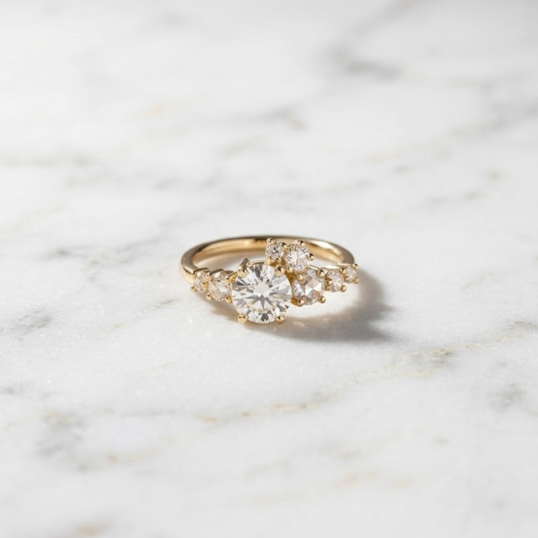 IGI Certified Lab Diamond Engagement Ring: Round Brilliant Cut, 14K Gold