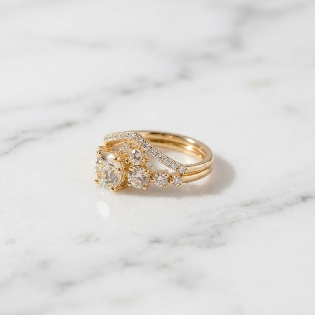 IGI Certified Lab Diamond Engagement Ring: Round Brilliant Cut, 14K Gold