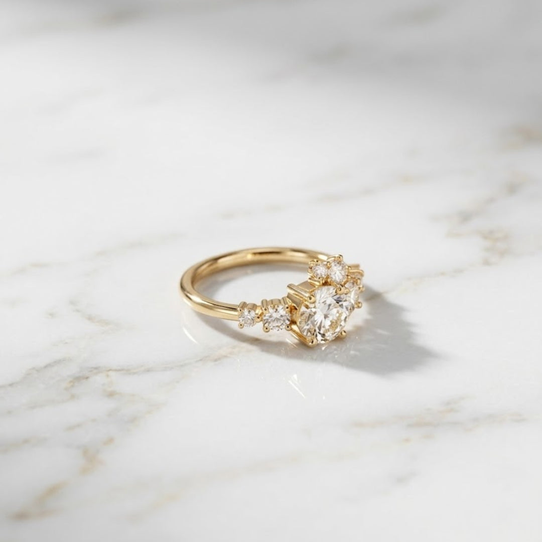 IGI Certified Lab Diamond Engagement Ring: Round Brilliant Cut, 14K Gold