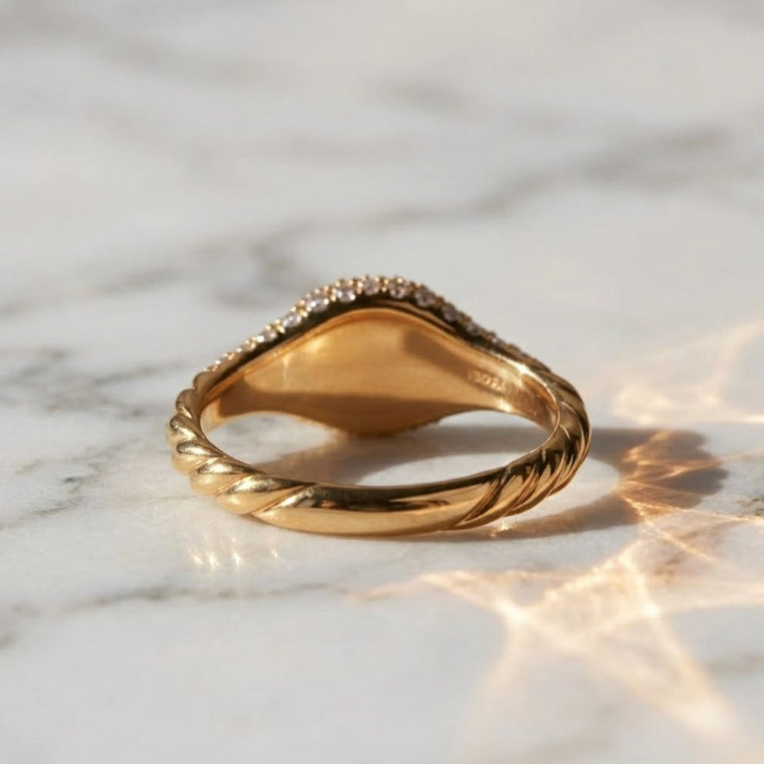 Lab Grown Diamond Pave Set Gold Ring, 7mm, Women's Statement Dome Jewelry, NYC Night Inspired, SGL Certified, Gift for Her