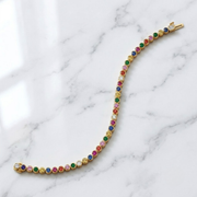 Natural Diamond Anniversary Rainbow Tennis Bracelet