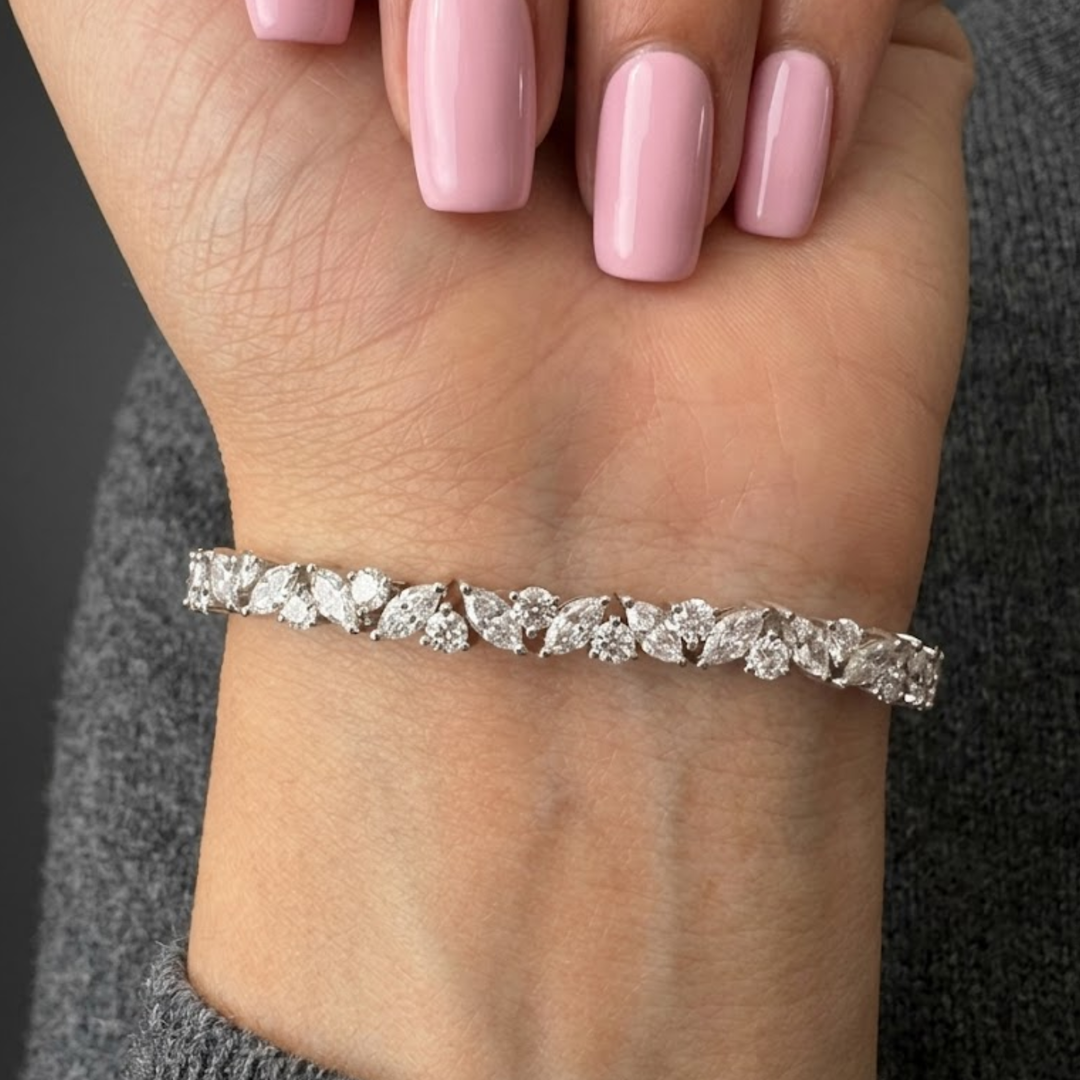 11.57ct Handmade Tennis Bracelet, 14K Gold Tennis Bracelet, Classic Tennis Bracelet, Everyday Diamond Bracelet, Statement Bracelet, Gift Her