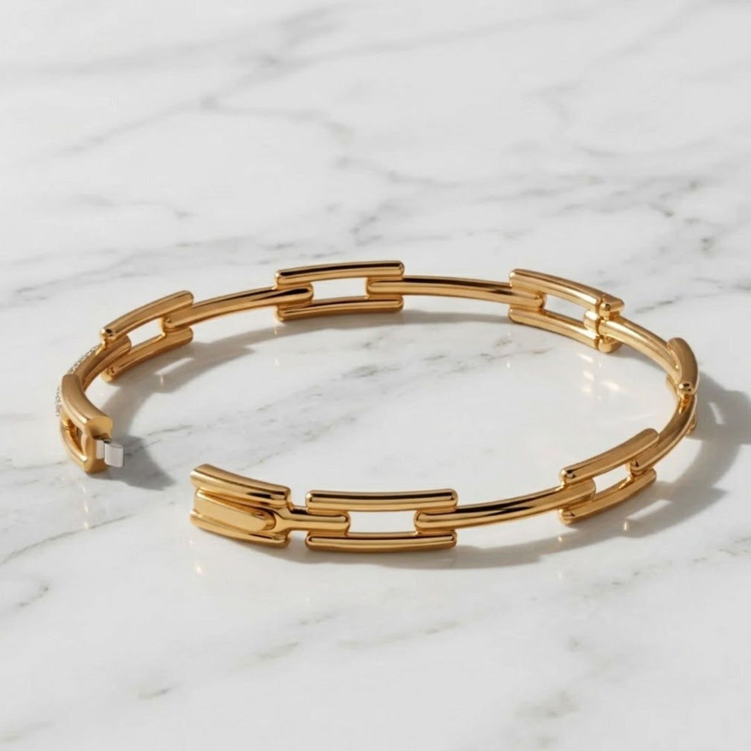 Diamond Gold Bangle Bracelet, 14K White, Yellow, Rose Gold, Pave Set, 0.27cts Lab Grown Diamonds, Modern Geometric Jewelry for Women, Gift