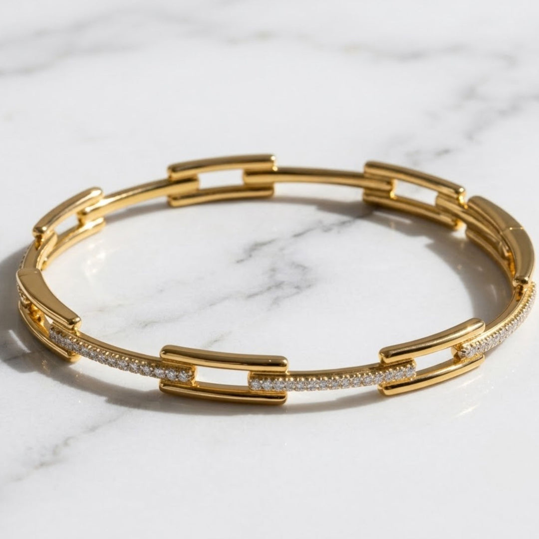 Diamond Gold Bangle Bracelet, 14K White, Yellow, Rose Gold, Pave Set, 0.27cts Lab Grown Diamonds, Modern Geometric Jewelry for Women, Gift