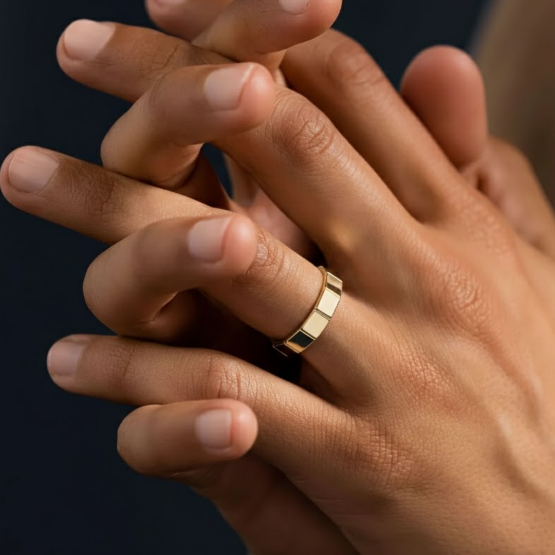 14k Yellow Gold Band - FLAT / Polished / Real Comfort Fit / Men's Women's Wedding Band / Solid Gold Ring Simple / Plain Flat Gold Band