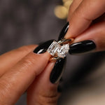 Load image into Gallery viewer, 2.00 Ctw Lab Diamond Toi et Moi Ring, Pear and Emerald Cut Diamonds, 14k Gold Two Stone Engagement Ring