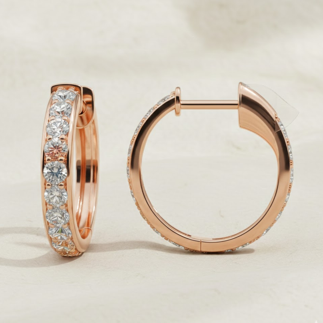 14k Solid Gold Diamond Huggies, Solid Gold Mini Hoops, Small Diamond Gold Huggie Earrings, Small Hoop Earrings