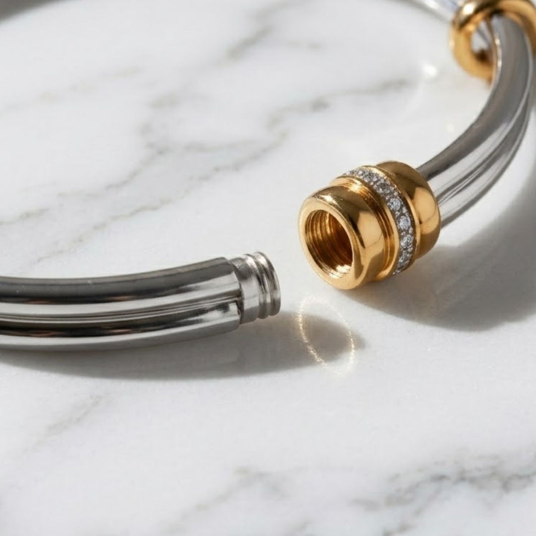 Bangle Bracelet, Statement Jewelry, Two Tone Diamond Bangle, Minimalist Bracelet, Vintage Jewelry, Stacking Bracelet, Bangles