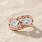 Load image into Gallery viewer, 14k Gold Two Stone Lab Grown Diamond Ring Set