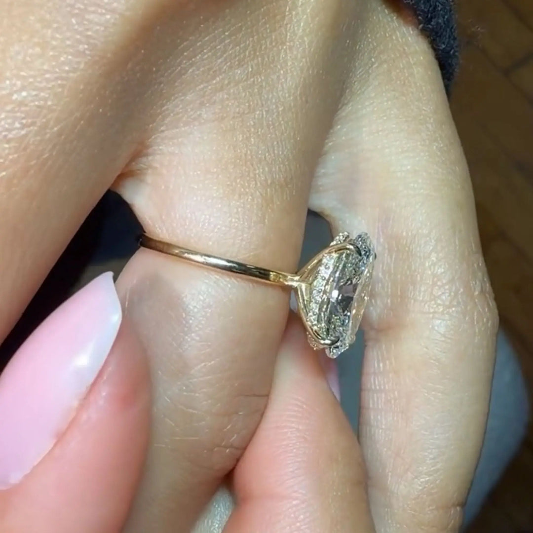 3 Carat Oval Engagement Ring with Side Round Cut Lab Grown Diamonds, Prong Setting, SGL & IGI Certified, Custom Gold Options, Bridal Jewelry Jwalin Jewels