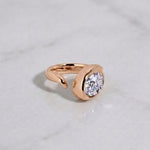 Load image into Gallery viewer, 2.00 Carat Oval Cut Bezel Engagement Ring – F-VS1 IGI Certified Lab Grown Diamond / 14K Yellow Gold