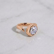 2.00 Carat Oval Cut Bezel Engagement Ring – F-VS1 IGI Certified Lab Grown Diamond / 14K Yellow Gold