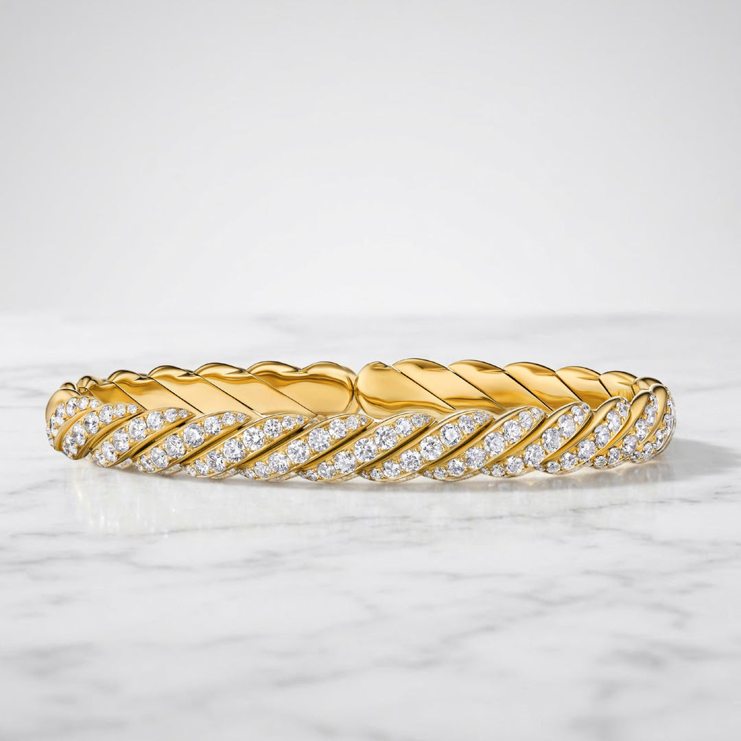 14K Gold Diamond Bangle, Genuine Lab Grown Diamond Bracelet, Open Cuff Diamond Bracelet, Open Cuff Bangle, Gift For Him