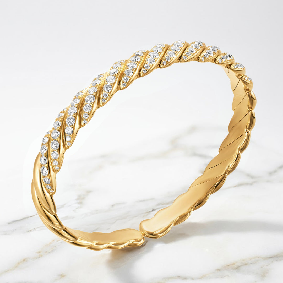 14K Gold Diamond Bangle, Genuine Lab Grown Diamond Bracelet, Open Cuff Diamond Bracelet, Open Cuff Bangle, Gift For Him