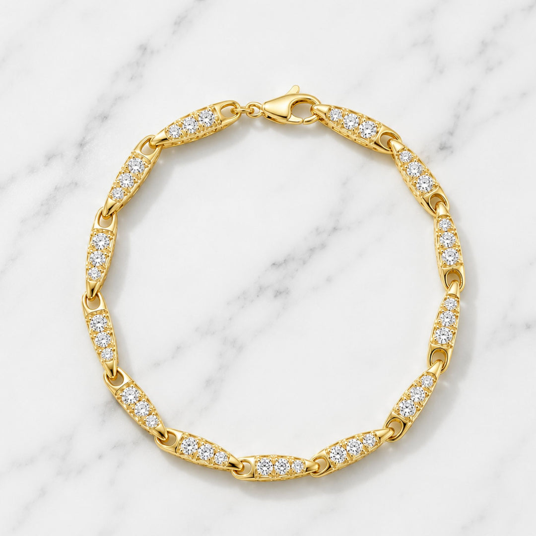 18K Solid Gold & Natural Round Cut Diamond Millie Bracelet