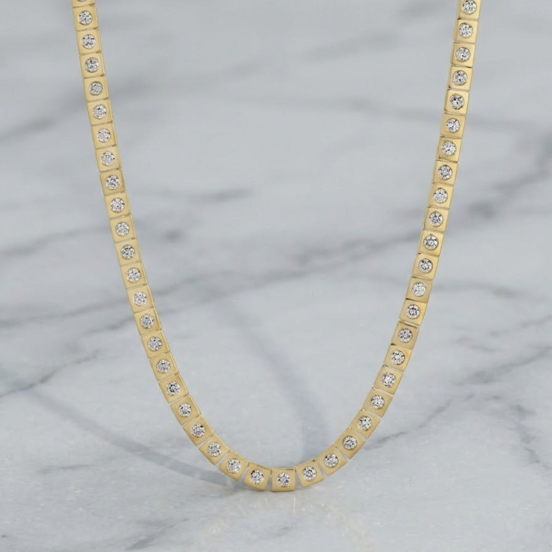 Diamond Tennis Necklace, 5.80 Carats Diamond Tennis Necklace, 14K Gold Lab Grown Diamond Necklace, Beautiful White Diamonds
