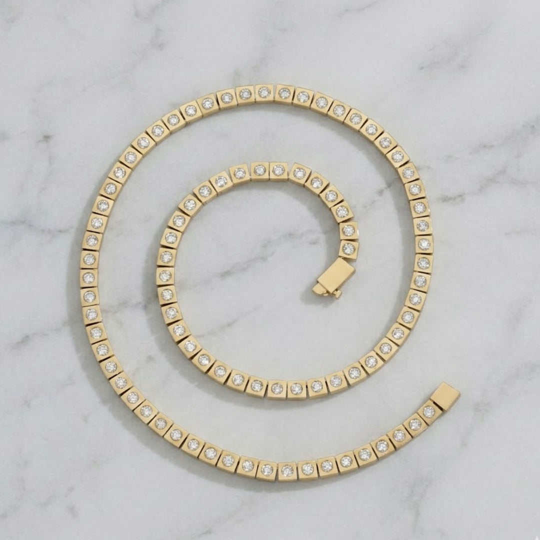 Diamond Tennis Necklace, 5.80 Carats Diamond Tennis Necklace, 14K Gold Lab Grown Diamond Necklace, Beautiful White Diamonds