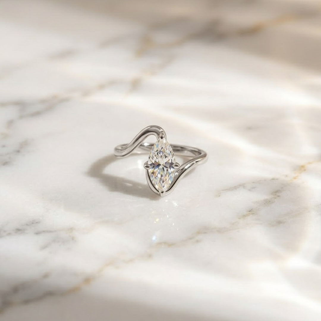 Marquise Ring by Jwalin Jewels, Wave Ring, Promise Ring, Engagement Ring, Diamond Ring, Bridal Jewelry, Statement Ring, Unique Ring