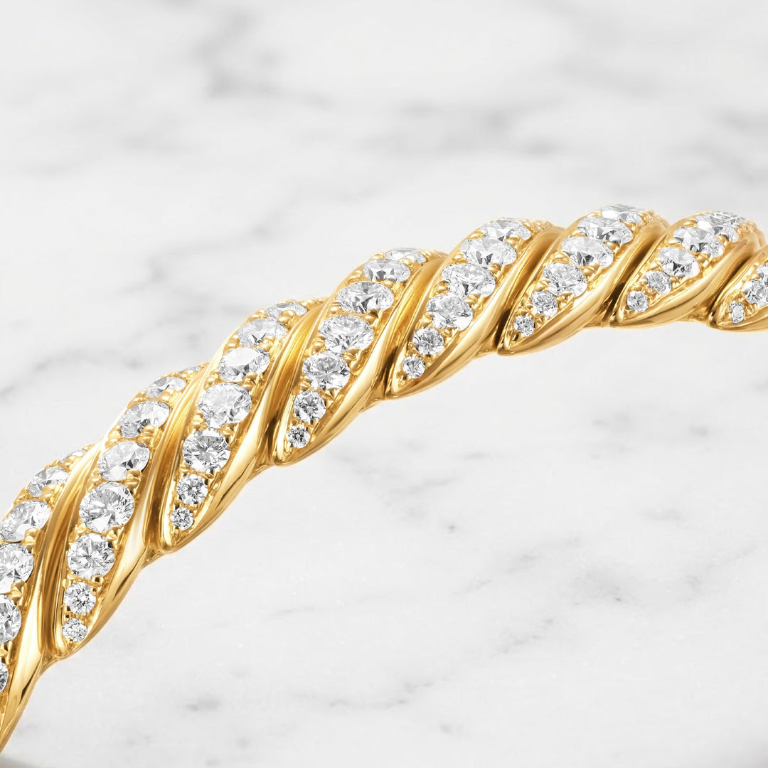 14K Gold Diamond Bangle, Genuine Lab Grown Diamond Bracelet, Open Cuff Diamond Bracelet, Open Cuff Bangle, Gift For Him
