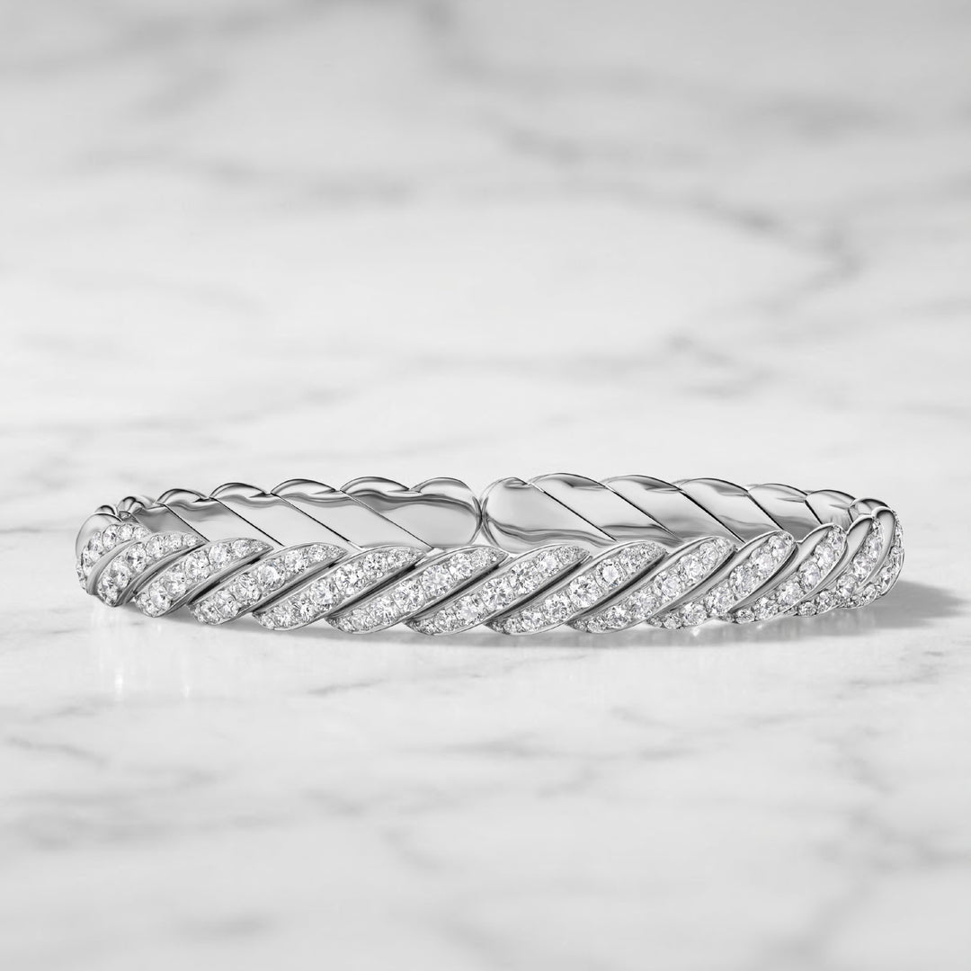 14K Gold Diamond Bangle, Genuine Lab Grown Diamond Bracelet, Open Cuff Diamond Bracelet, Open Cuff Bangle, Gift For Him