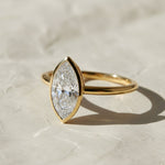 Load image into Gallery viewer, Marquise Cut IGI Certified Lab Grown Solitaire Bezel Set Diamond Ring for Her | Anniversary Gift for Wife | Birthday Gift for Girlfriend