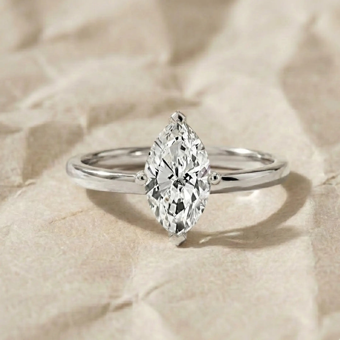 Marquise Solitaire Engagement Ring 14K Gold White, Yellow, Rose Gold Certified Lab-Grown & Natural Diamonds Handmade Jewelry Jwalin Jewels