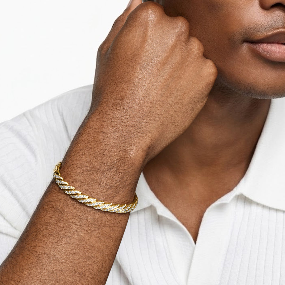 14K Gold Diamond Bangle, Genuine Lab Grown Diamond Bracelet, Open Cuff Diamond Bracelet, Open Cuff Bangle, Gift For Him
