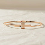 Load image into Gallery viewer, Diamond and Ruby Bracelet, 14K Solid Gold Pavé Open Cuff, Sustainable Luxury Jewelry, Gift for Her, Modern Designer Bangle Jwalin Jewels