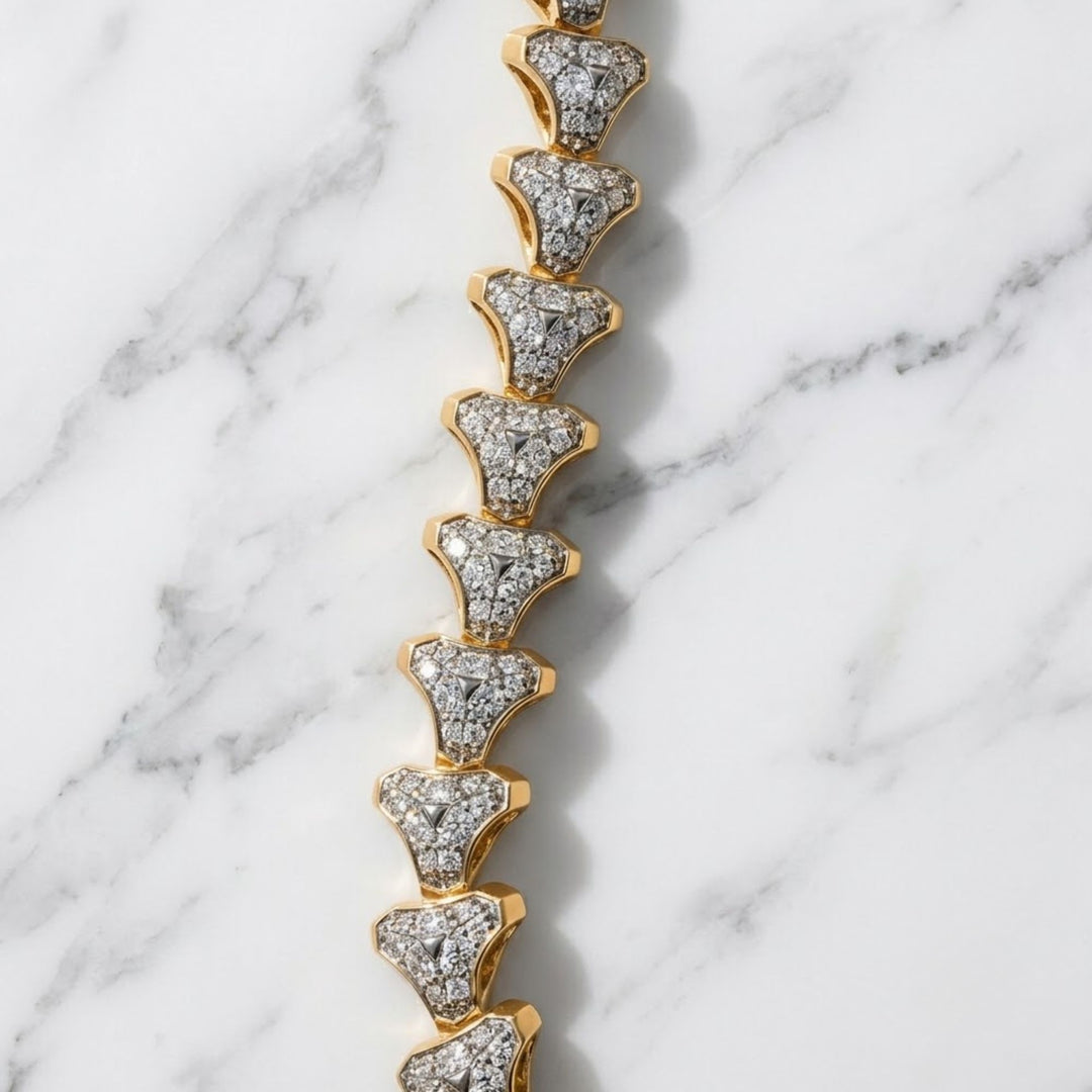 Solid Gold Pave Bracelet for Men, 4.90 CT Natural Round Diamond, Anniversary Gift, Designer Statement Jewelry, White/Yellow/Rose Gold Options