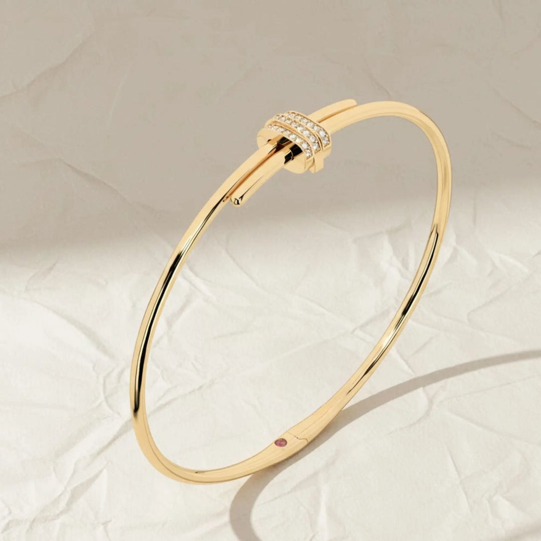 Diamond and Ruby Bracelet, 14K Solid Gold Pavé Open Cuff, Sustainable Luxury Jewelry, Gift for Her, Modern Designer Bangle Jwalin Jewels