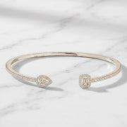 1.25 Ct Diamond Bangle, 14K Gold Lab Grown Diamond Bangle, Open Cuff Bangle