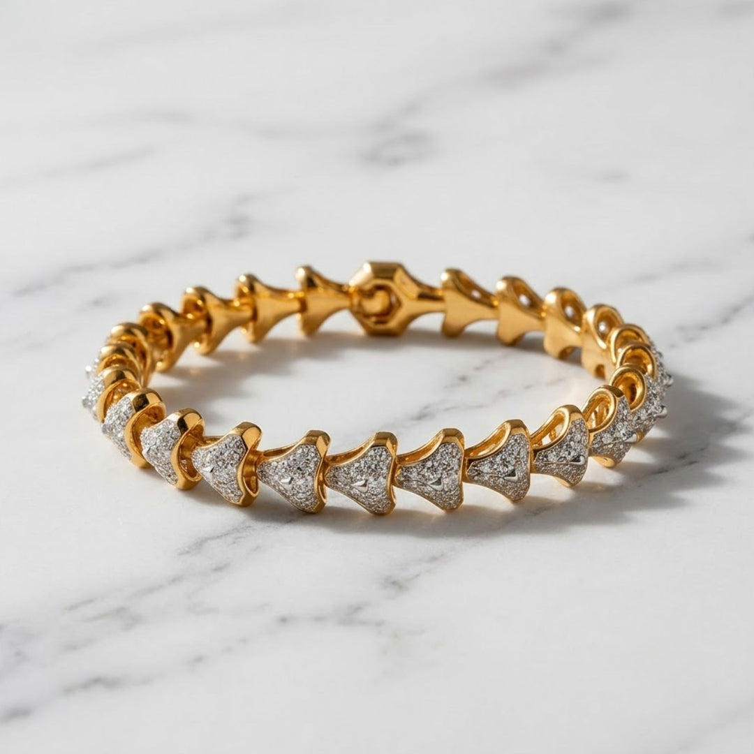 Solid Gold Pave Bracelet for Men, 4.90 CT Natural Round Diamond, Anniversary Gift, Designer Statement Jewelry, White/Yellow/Rose Gold Options