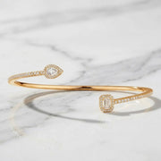 14k Round Diamond Cuff Bracelet 0.15 ctw / Stackable Diamond Bracelet Last Minute Gift