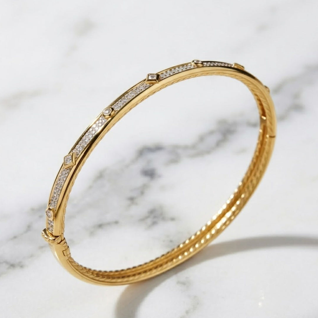 Lab Grown Diamond 4.5mm Bracelet, 14K Gold Stackable Bangle,Minimalist Heart Jewelry,Anniversary Gift for Her, VS+ Clarity,Certified Jewelry